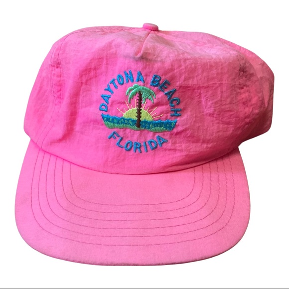 Vintage Other - Vintage neon SnapBack hat pink Daytona beach Florida